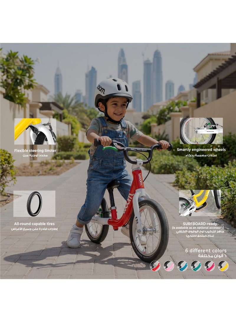 Woom GO 1 Balance Bike for Toddlers|12-inch Wheels|Lightweight Aluminum Frame|Rear Hand Brake|Ages 1.5-3.5|Vibrant Yellow - Image 4