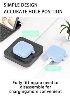 يونك الجيل الرابع airpods شحن غطاء مربع ، 360 درجة حماية للماء + المضادة للخدش + مجهزة المكونات الغبار ، سميكة ودائمة ، الصف الغذاء سيليكون تلميع تصميم متكامل ، مع تنظيف الأقلام والأزرار ، الأزرق الداكن  - Image 3