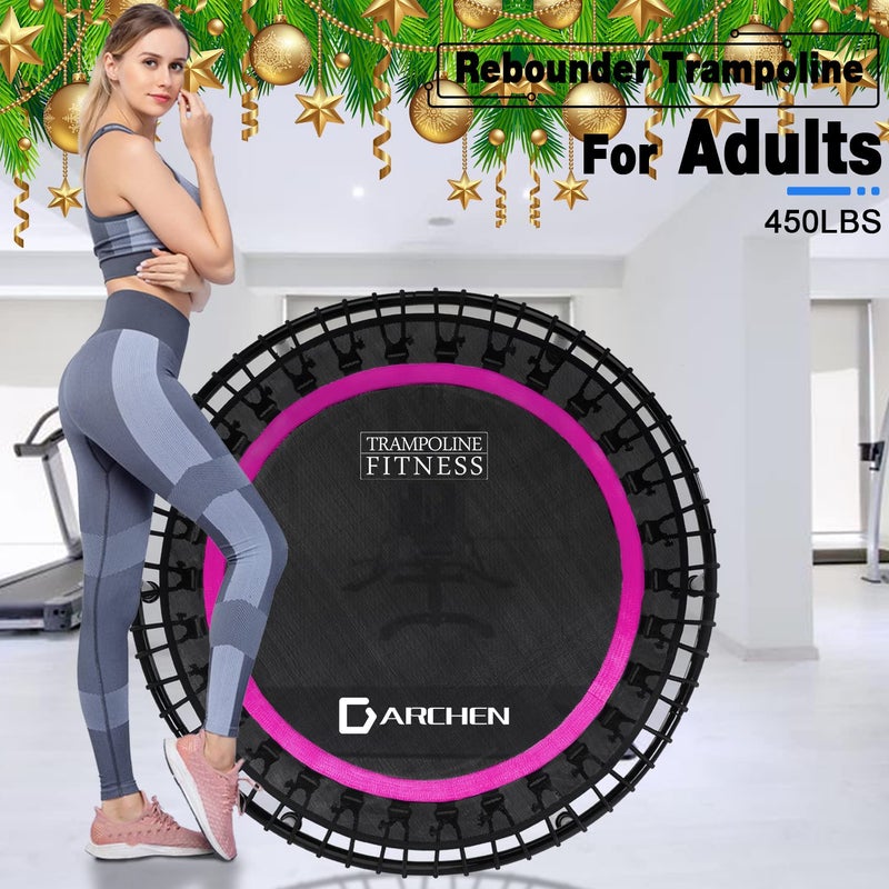 DARCHEN 450 lbs Mini Trampoline for Adults, Indoor Small Rebounder Exercise Trampoline for Workout Fitness, 450 lbs Max-Load Bungees for Quiet and Safely Cushioned Bounce, 40 Inch Gym Trampoline - Image 2