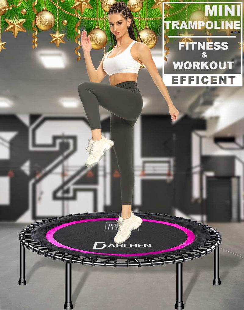 DARCHEN 450 lbs Mini Trampoline for Adults, Indoor Small Rebounder Exercise Trampoline for Workout Fitness, 450 lbs Max-Load Bungees for Quiet and Safely Cushioned Bounce, 40 Inch Gym Trampoline - Image 4