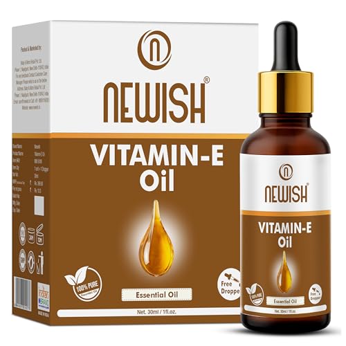 Newish Vitamin E Oil for Hair, Skin & Massage – 30ml | Pure & Natural | Moisturizer for Face, Scalp & Body | Non-Sticky & Fast Absorbing | Hair Growth & Skin Nourishment - Image 1