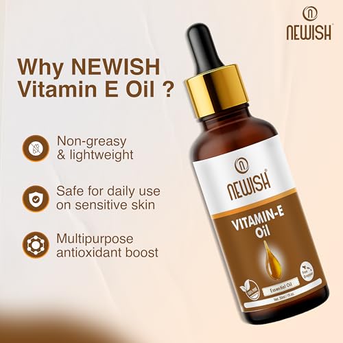 Newish Vitamin E Oil for Hair, Skin & Massage – 30ml | Pure & Natural | Moisturizer for Face, Scalp & Body | Non-Sticky & Fast Absorbing | Hair Growth & Skin Nourishment - Image 4