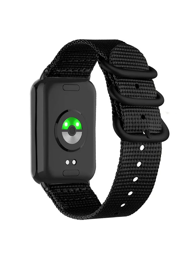 O Ozone Woven Nylon Strap Compatible With Xiaomi Smart Band 8 Pro , Quick Release Replacement Watch Bands for Men and Women - Black - Image 1