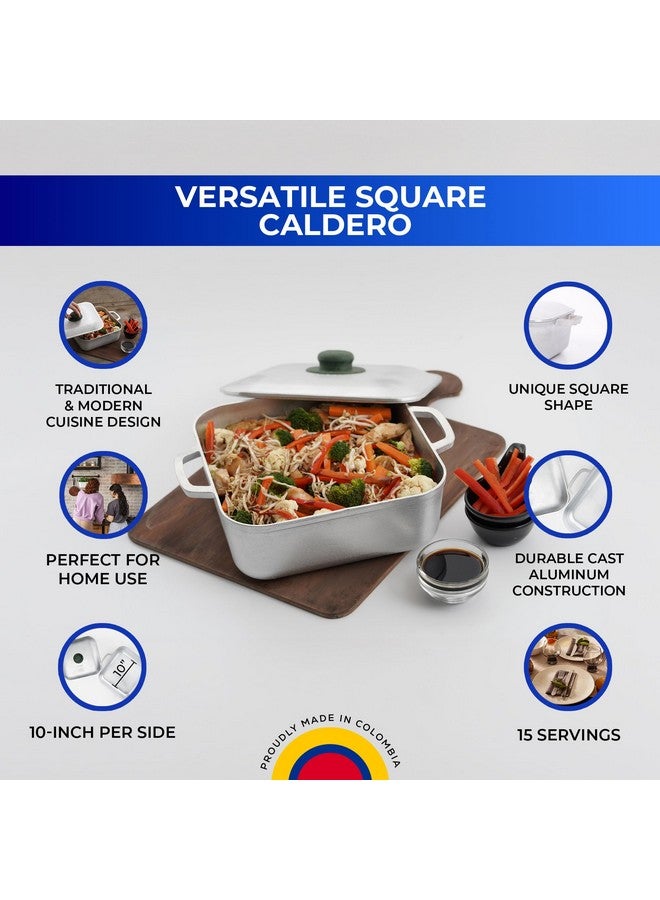 Universal Unique Square Caldero (6 Quart - 15 Cups), Stainless Aluminum Pot, Oven Safe, Even Heat Distribution and Fast Cooking Dutch Oven Pot with Lid, Ideal for Rice, French Fries, and More - Image 2