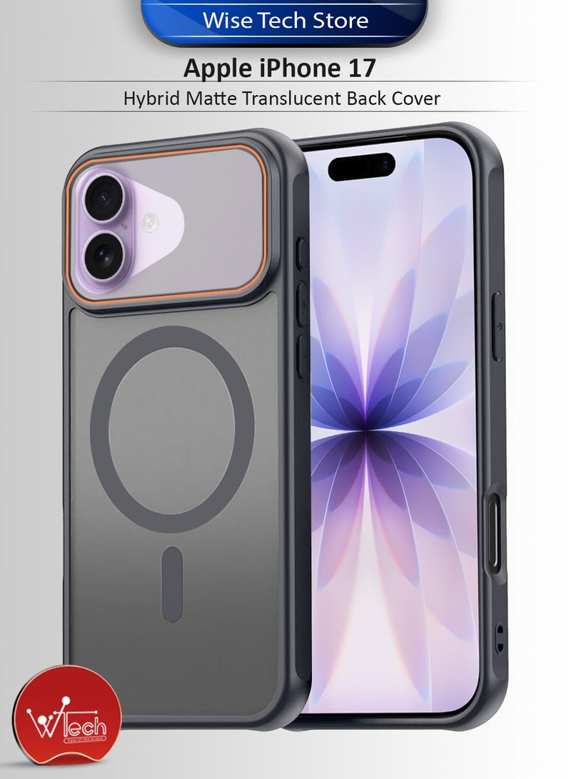 دبليو تيك غطاء خلفي هجين غير لامع لجهاز آبل آيفون 17 5G 2025، شفاف جزئيًا، مقاوم للصدمات، صلب من مادة PC، ذو امتصاص مغناطيسي قوي (MCMPMN) - رمادي - Image 1