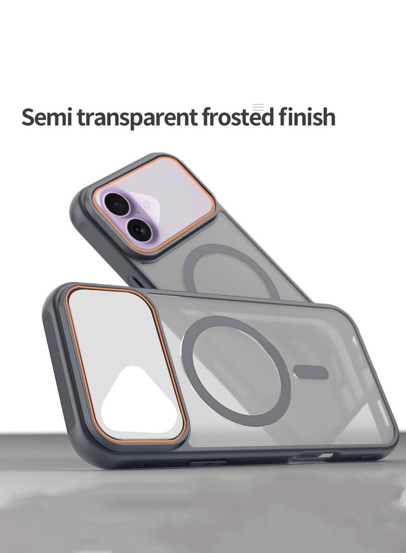 دبليو تيك غطاء خلفي هجين غير لامع لجهاز آبل آيفون 17 5G 2025، شفاف جزئيًا، مقاوم للصدمات، صلب من مادة PC، ذو امتصاص مغناطيسي قوي (MCMPMN) - رمادي - Image 4