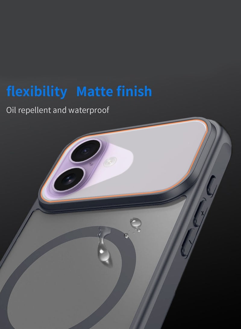 دبليو تيك غطاء خلفي هجين غير لامع لجهاز آبل آيفون 17 5G 2025، شفاف جزئيًا، مقاوم للصدمات، صلب من مادة PC، ذو امتصاص مغناطيسي قوي (MCMPMN) - رمادي - Image 2