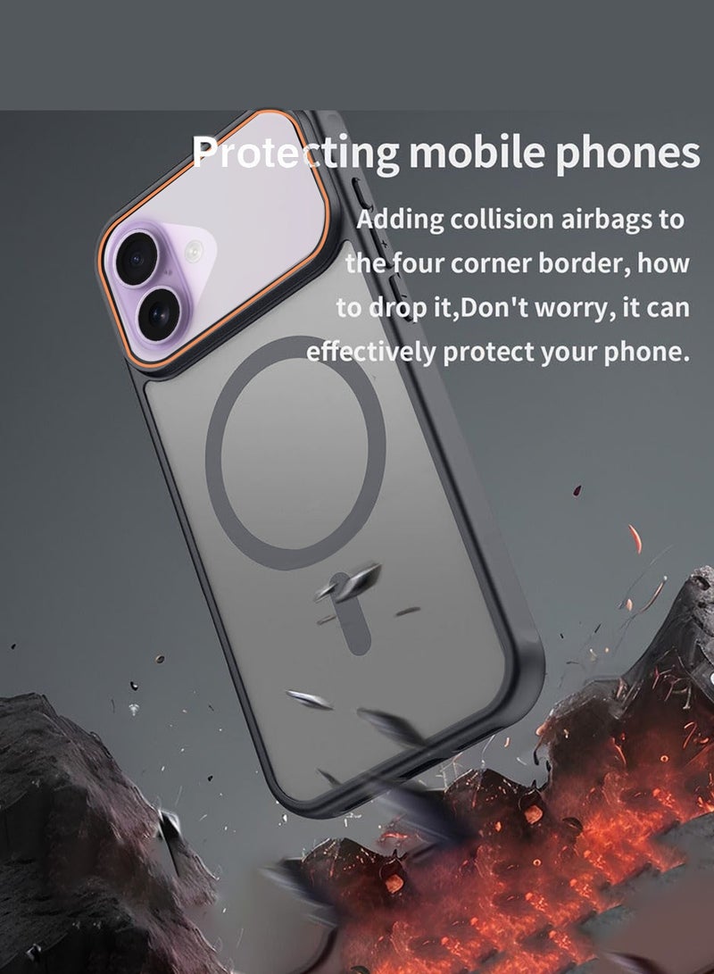 دبليو تيك غطاء خلفي هجين غير لامع لجهاز آبل آيفون 17 5G 2025، شفاف جزئيًا، مقاوم للصدمات، صلب من مادة PC، ذو امتصاص مغناطيسي قوي (MCMPMN) - رمادي - Image 3