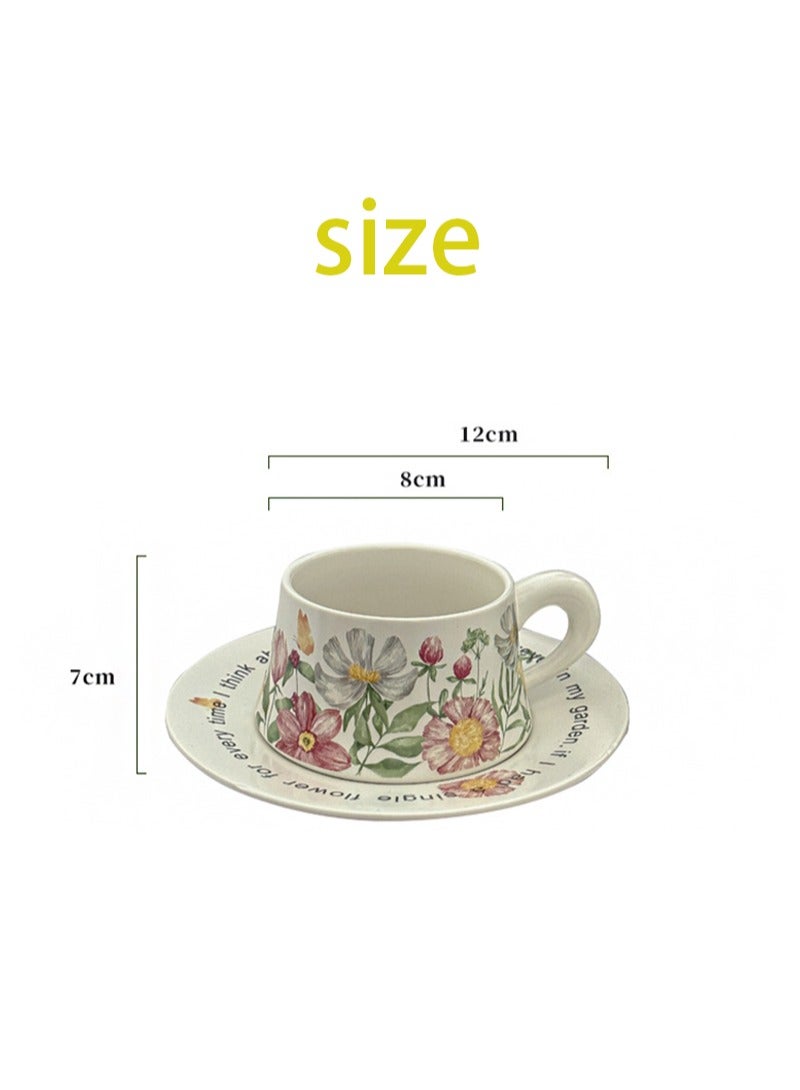 Aikanbo Ceramic Coffee Cup and Saucer Gift Box Set，Vintage Floral Design，Perfect for Espresso，Tea or Coffee Lovers， Gift Boxed for Home，Office or Special Occasion (Sunflowers bloom) - Image 2