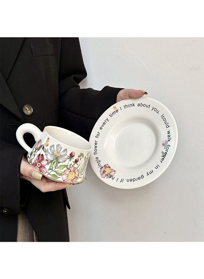 Aikanbo Ceramic Coffee Cup and Saucer Gift Box Set，Vintage Floral Design，Perfect for Espresso，Tea or Coffee Lovers， Gift Boxed for Home，Office or Special Occasion (Sunflowers bloom) - Image 4