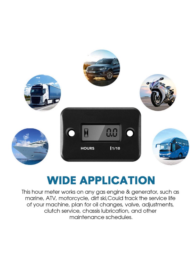 Generic - Dual Hour Meters for Small Engines, Automatic Shutdown Tachometers for Gas Engines, Inductive Hour Meter for Lawn Mowers, Dirt Bikes, Motorcycles, Snowmobiles, and ATVs - Image 1