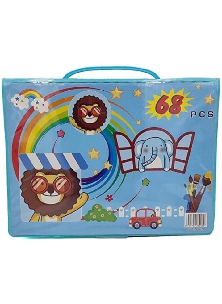 Manos Manos 68 Pieces Kids Colour Set with Wax Crayons Colour Pencils Watercolours Pastels PACK OF 1  - Image 2