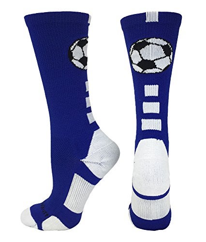 MadSportsStuff Soccer Ball Crew Socks (Royal/White, Medium) - Image 5