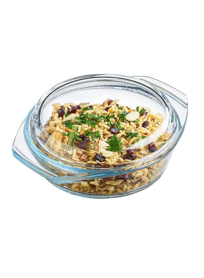 Simax Casserole Dish With Lid, 24 Ounce Round Glass Cookware, Oven and Microwave Safe Borosilicate Glass, Made In Europe 0.75 Qt - Image 1