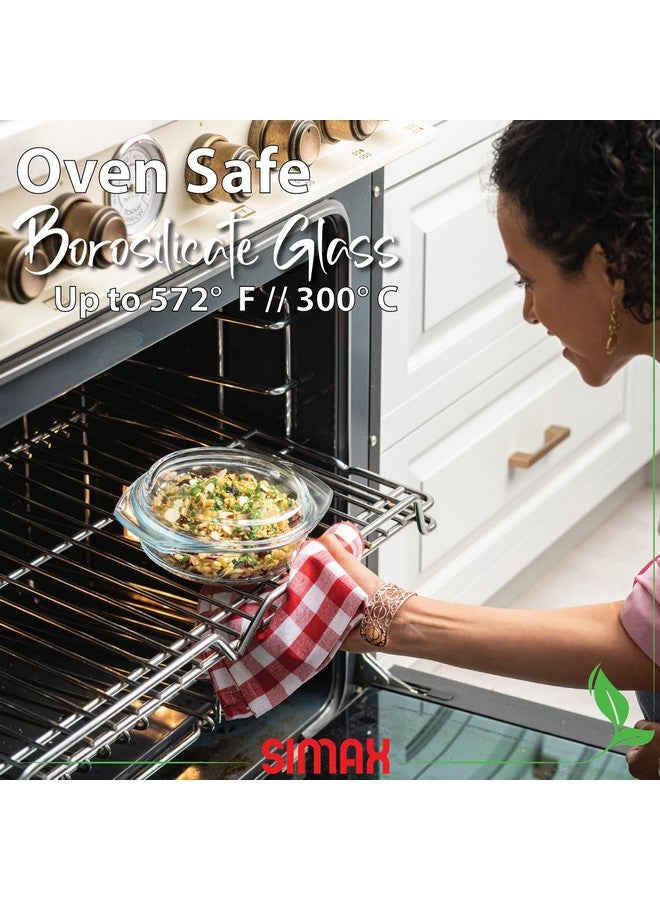 Simax Casserole Dish With Lid, 24 Ounce Round Glass Cookware, Oven and Microwave Safe Borosilicate Glass, Made In Europe 0.75 Qt - Image 2