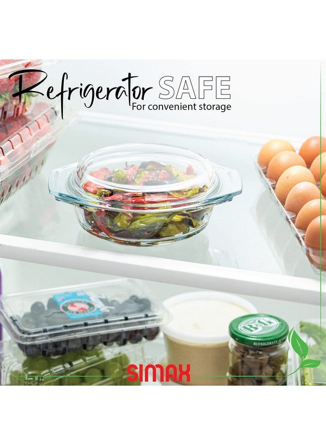 Simax Casserole Dish With Lid, 24 Ounce Round Glass Cookware, Oven and Microwave Safe Borosilicate Glass, Made In Europe 0.75 Qt - Image 4
