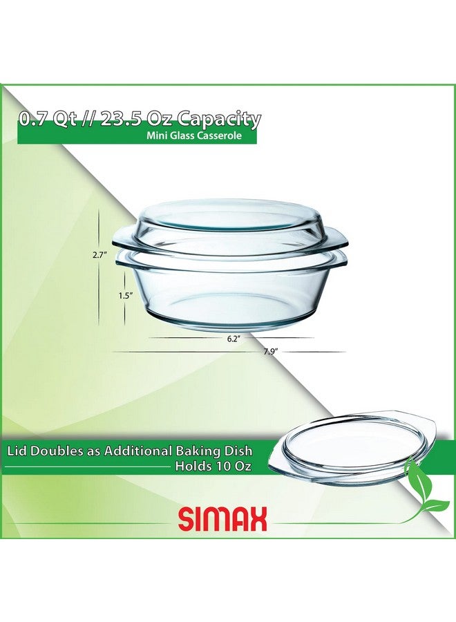 Simax Casserole Dish With Lid, 24 Ounce Round Glass Cookware, Oven and Microwave Safe Borosilicate Glass, Made In Europe 0.75 Qt - Image 5
