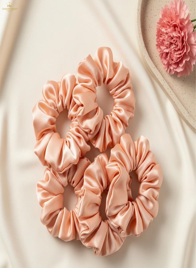 Accessorize Kingdom® Premium Hair Scrunchies for Women| Scrunchies for Girls | Scrunchies for Thick, Curly, & Fine Hair | Soft & Smooth Hair Ties (Peach, Pack of 12) - Image 2
