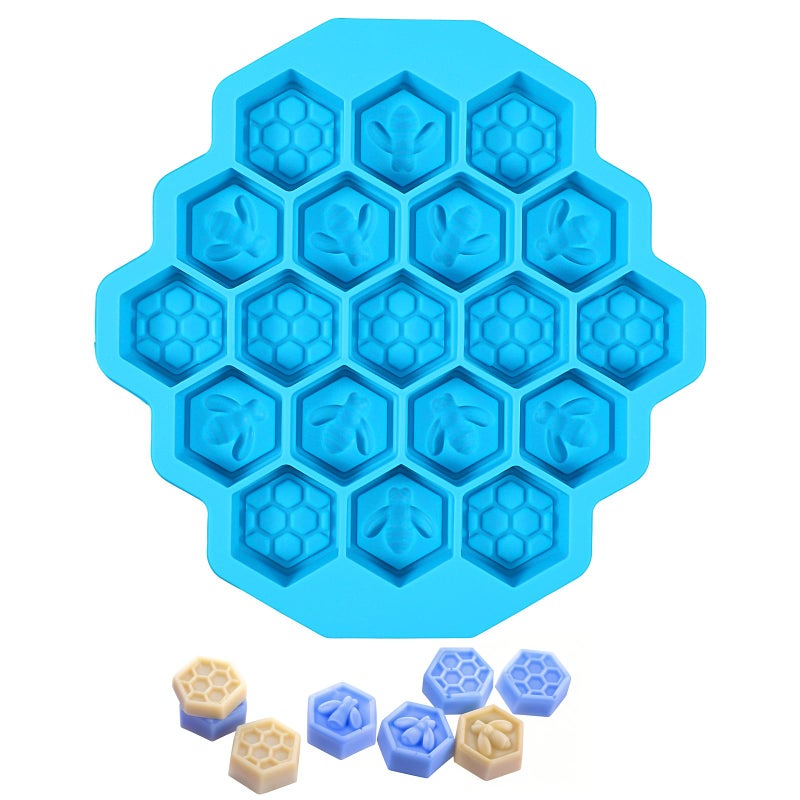 LLOUSSAK Versatile Honey Comb Silicone Mold, 19 Cavity Bee Silicone Mold for Baking, Reusable Non-Stick Gummy Molds for Candy, Chocolate, Jelly, Ice Cube - Image 1