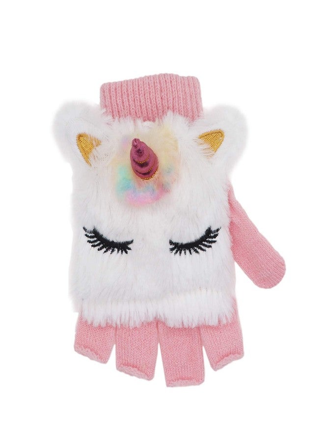 xperry Kids Unicorn Flip Top Gloves with Mitten Cover Knitted Winter Fingerless Convertible Mittens for Boy Girls Toddler - Image 4