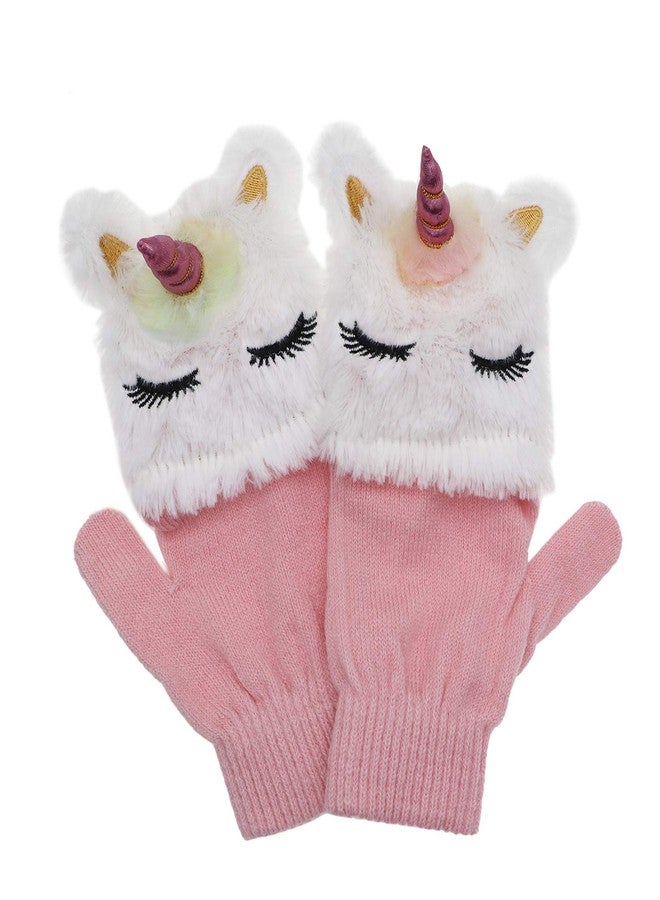 xperry Kids Unicorn Flip Top Gloves with Mitten Cover Knitted Winter Fingerless Convertible Mittens for Boy Girls Toddler - Image 2