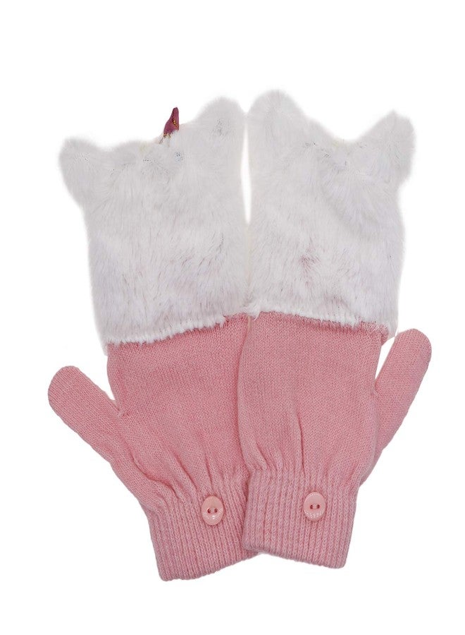 xperry Kids Unicorn Flip Top Gloves with Mitten Cover Knitted Winter Fingerless Convertible Mittens for Boy Girls Toddler - Image 3