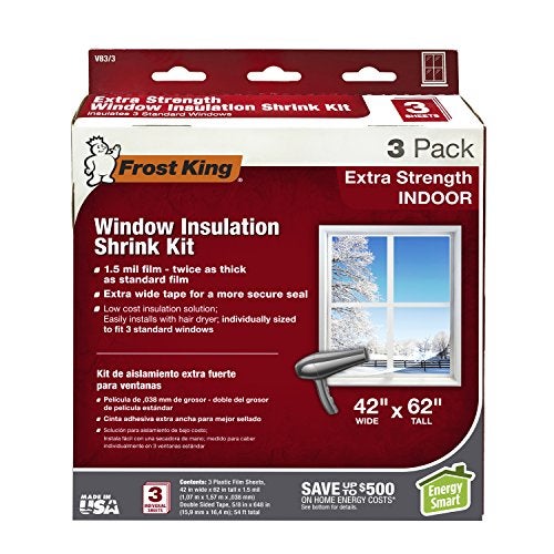Frost King V83/3 Heavy Duty Shrink Window Kit for Standard Size Windows with 3 Sheets (3 Pack), 42" x 62" - Image 2