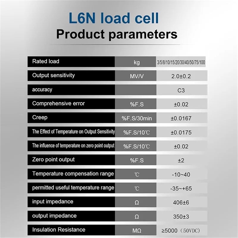L6N Single Point Load Cell High-Precision Weighing Sensor 3kg-100kg Electronic Balance Packaging Scale Sorting Machine(30KG) - Image 4
