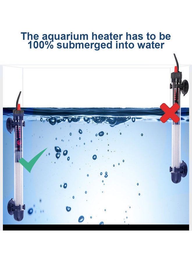 NIBEMINENT - Aquarium Heater Submersible 100W Adjustable Temperature with Suction Cups Black 28.00 x 4.00 7.00cm - Image 1