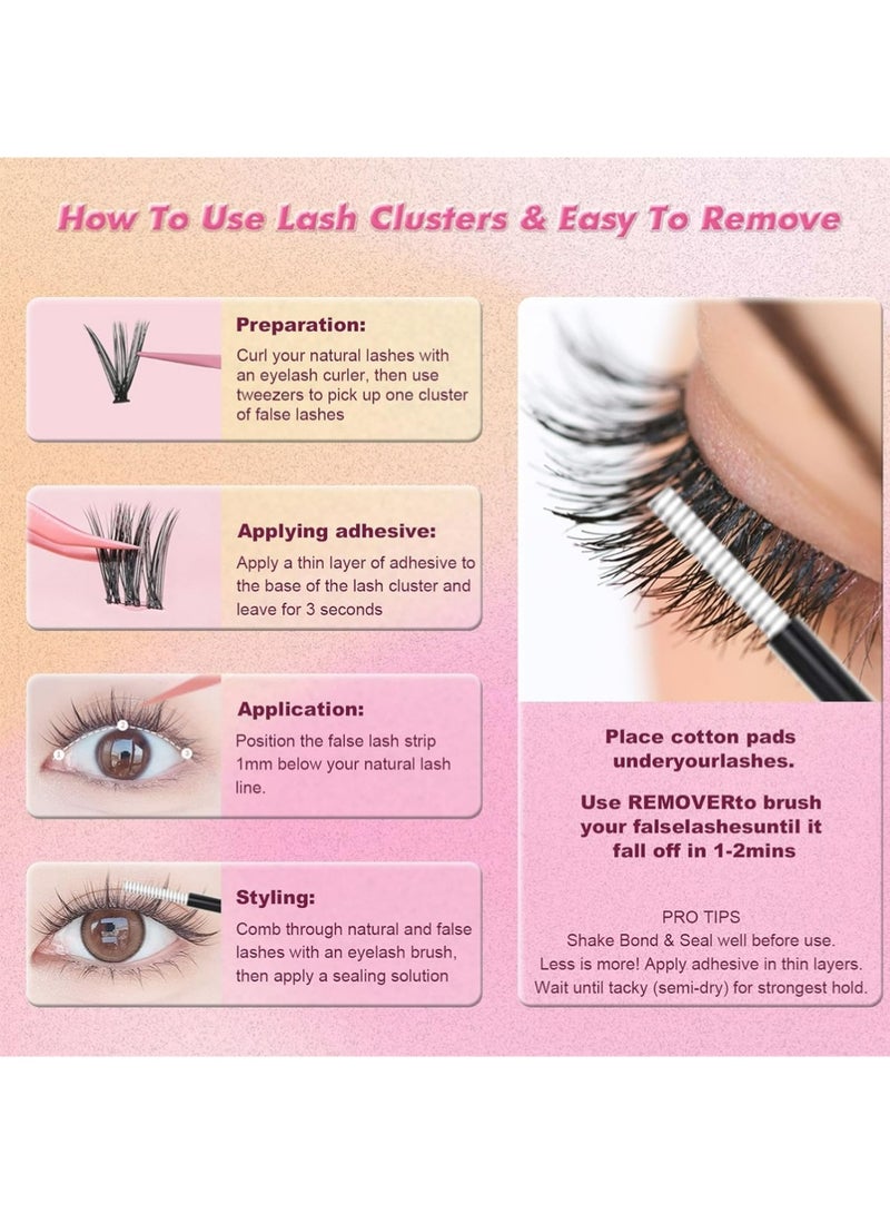LLASIDO Lash Extension Kit DIY 300pcs Lash Clusters Eyelash Extension Kit,Individual Lashes Kit with Lash Bond and Seal, Lash Tweezers for Self Use (30D&40D&50D, 300pcs, 10-16mm, Kit) - Image 4