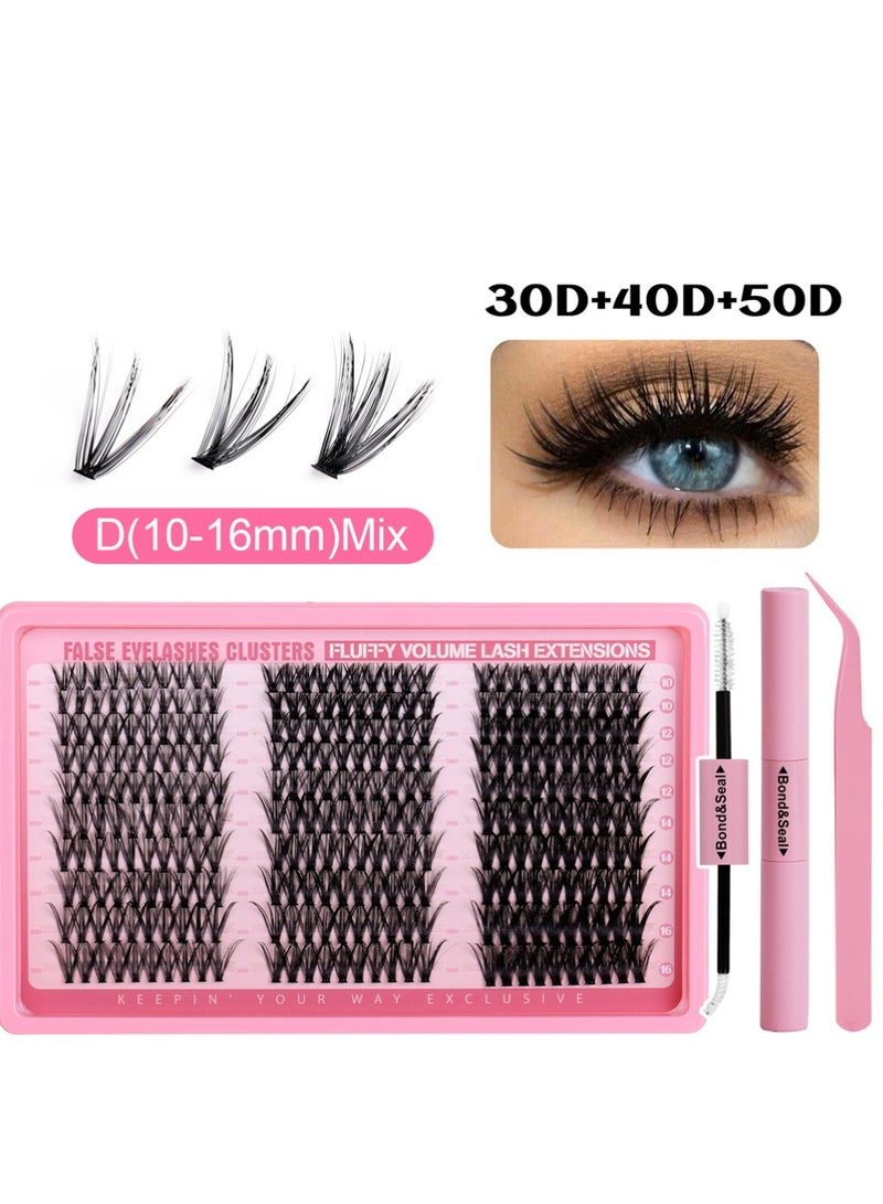 LLASIDO Lash Extension Kit DIY 300pcs Lash Clusters Eyelash Extension Kit,Individual Lashes Kit with Lash Bond and Seal, Lash Tweezers for Self Use (30D&40D&50D, 300pcs, 10-16mm, Kit) - Image 1