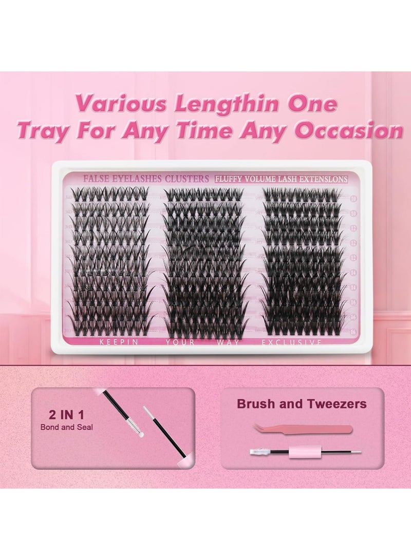 LLASIDO Lash Extension Kit DIY 300pcs Lash Clusters Eyelash Extension Kit,Individual Lashes Kit with Lash Bond and Seal, Lash Tweezers for Self Use (30D&40D&50D, 300pcs, 10-16mm, Kit) - Image 3