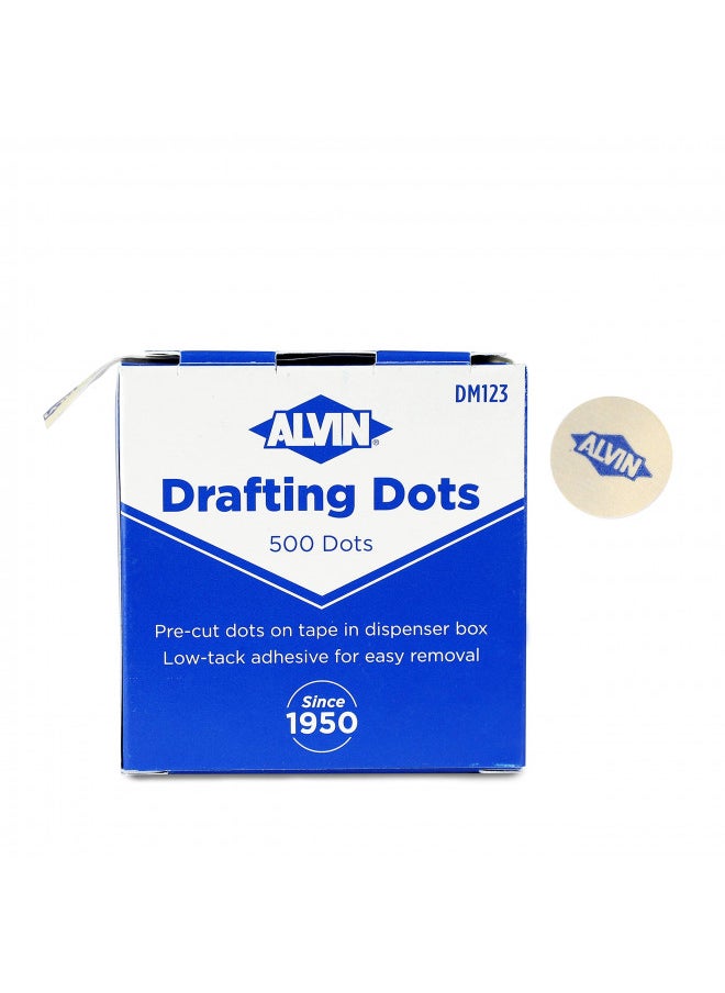 Alvin ALVIN Drafting Dots Model DM123 Low Tack Adhesive, Ideal for Drafting, Tracing, Drawing, and Household Use, Easy Removal with No Residue - 500 Dots, 7/8-inch Diameter  - Image 1