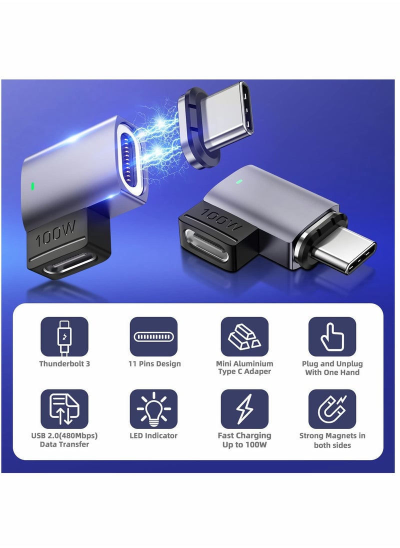 KASTWAVE - USB C Magnetic Adapter 2 Pack Magnetic USB C Adapter 11Pins PD 100w Charge USB2.0 480Mbps Data Transfer Compatible with MacBook Pro Air USB C Laptop Devices - Image 1
