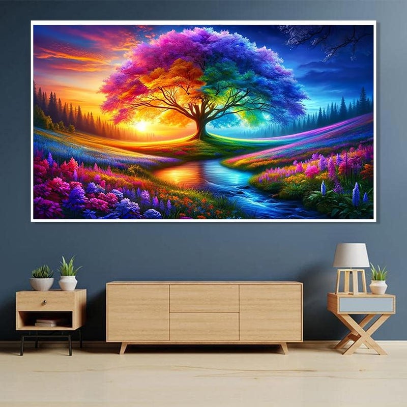 ijbnhd Large Diamond Painting, Tree of Life Extra Large Diamond Art Kits for Adults, Full Drill Round Big Diamond Painting, DIY Gem Art and Crafts for Home Wall Decor Gift 27.5 X 15.7inch - Image 5