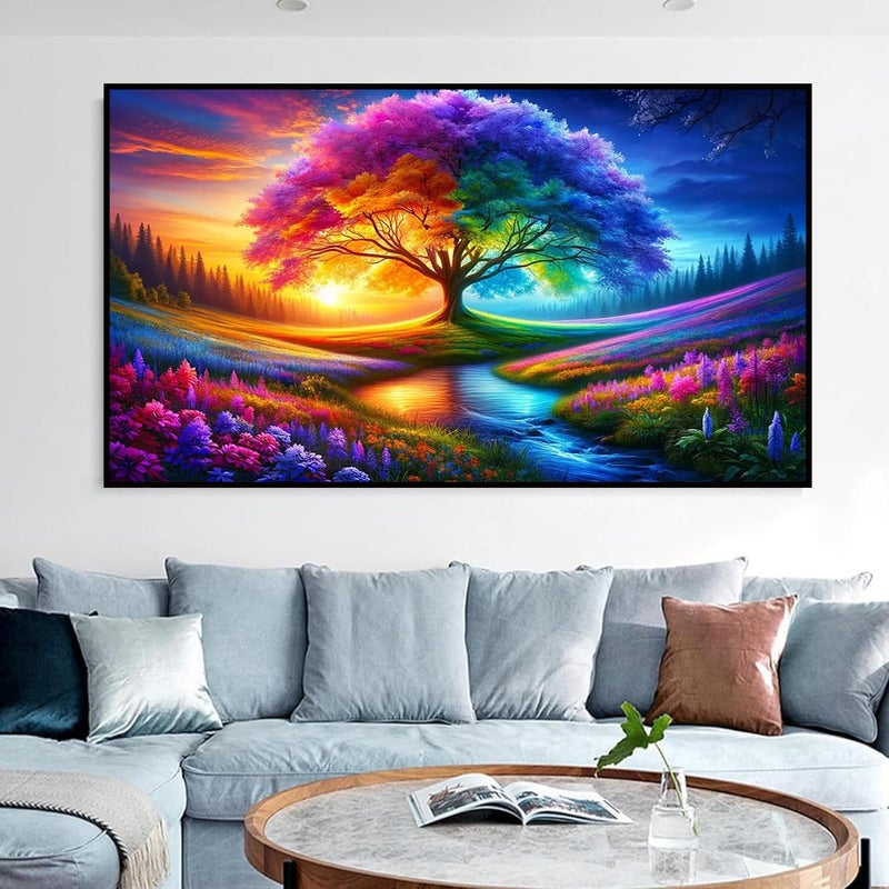 ijbnhd Large Diamond Painting, Tree of Life Extra Large Diamond Art Kits for Adults, Full Drill Round Big Diamond Painting, DIY Gem Art and Crafts for Home Wall Decor Gift 27.5 X 15.7inch - Image 4