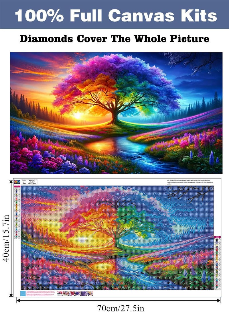 ijbnhd Large Diamond Painting, Tree of Life Extra Large Diamond Art Kits for Adults, Full Drill Round Big Diamond Painting, DIY Gem Art and Crafts for Home Wall Decor Gift 27.5 X 15.7inch - Image 2