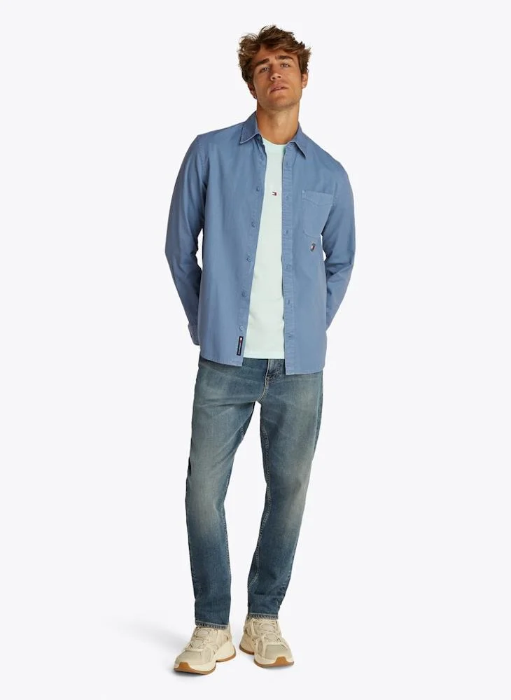 TOMMY JEANS Regular Fit Washed Twill Long Sleeve Shirt