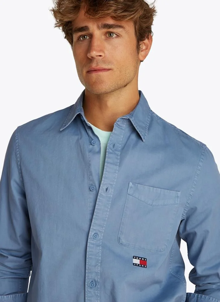 TOMMY JEANS Regular Fit Washed Twill Long Sleeve Shirt
