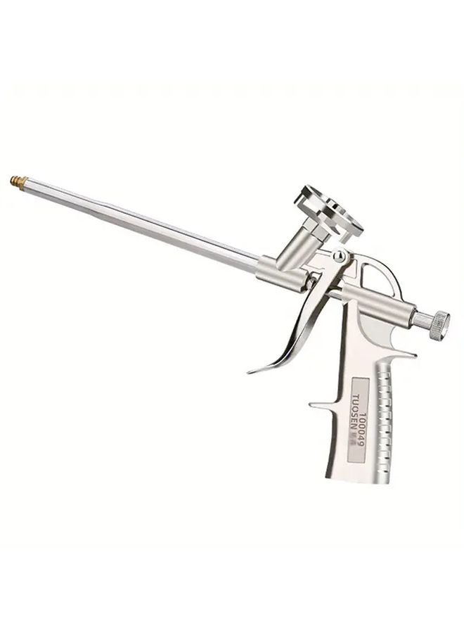 Silvery Professional Foam Dispensing Caulking Gun Durable Metal Pump Efficient Glue Application Tool - Image 4