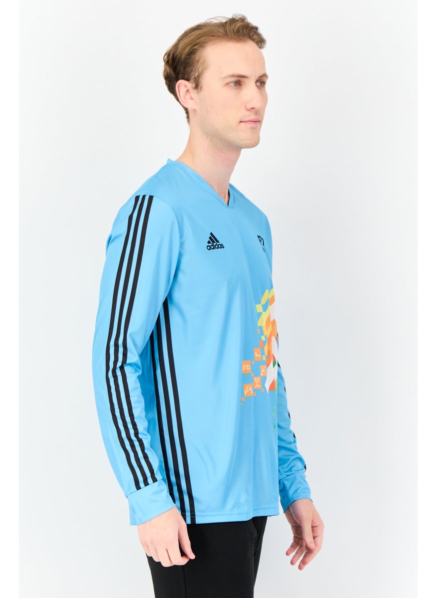 Adidas Men Sportswear Fit Long Sleeve Fit Indian Gymnastics Jersey, Sky Blue  - Image 2