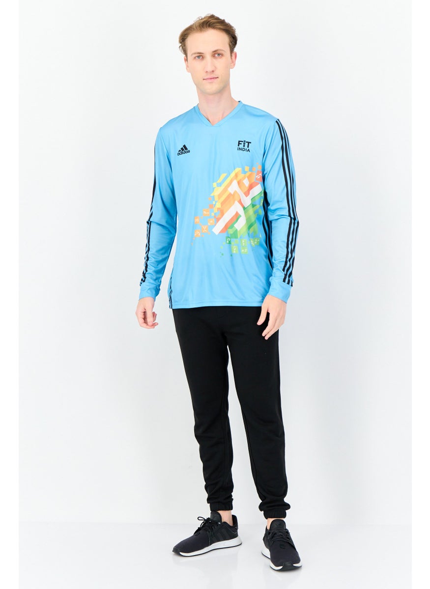 Adidas Men Sportswear Fit Long Sleeve Fit Indian Gymnastics Jersey, Sky Blue  - Image 4
