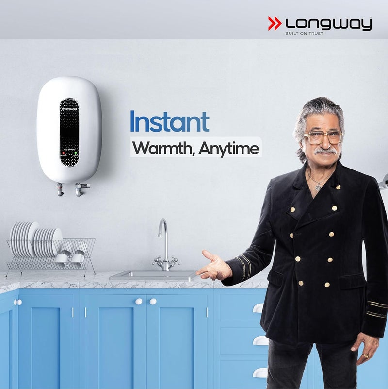 Longway Hotspring Automatic Instant Water Heater with Multiple Safety System RustProof ABS Body White 3 Ltr - Image 2