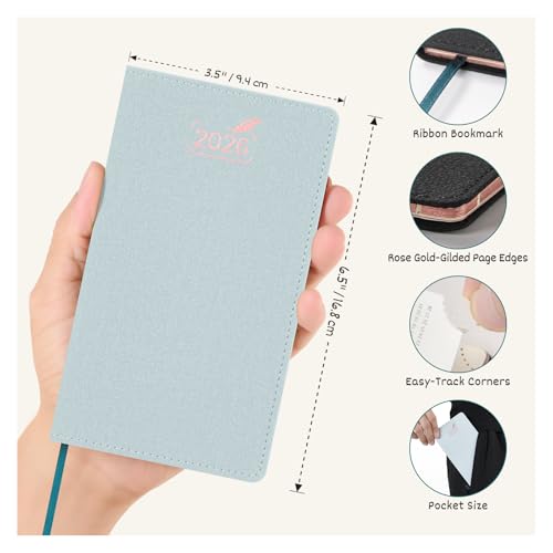 BEZEND Pocket Monthly Planner 2026, Small Calander Book 3.5" x 6.5" Runs Dec 25 to Jan 27, 14-Months Slim Planner for Purse with Rose Gold-Glided Paper Edge & PU Leather Softcover in Dutch Blue - Image 2