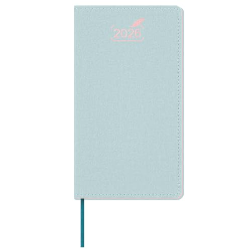 BEZEND Pocket Monthly Planner 2026, Small Calander Book 3.5" x 6.5" Runs Dec 25 to Jan 27, 14-Months Slim Planner for Purse with Rose Gold-Glided Paper Edge & PU Leather Softcover in Dutch Blue - Image 1