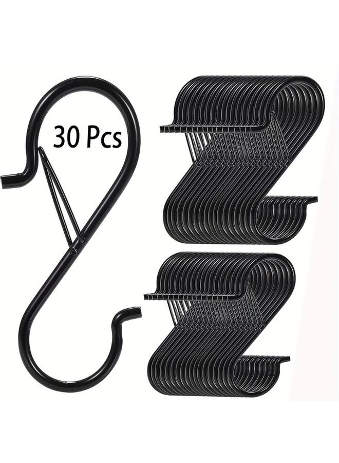 30 Pcs S Shaped Hooks With Safety Buckle Heavy Duty Metal For Kitchen Pots Plants - Image 1