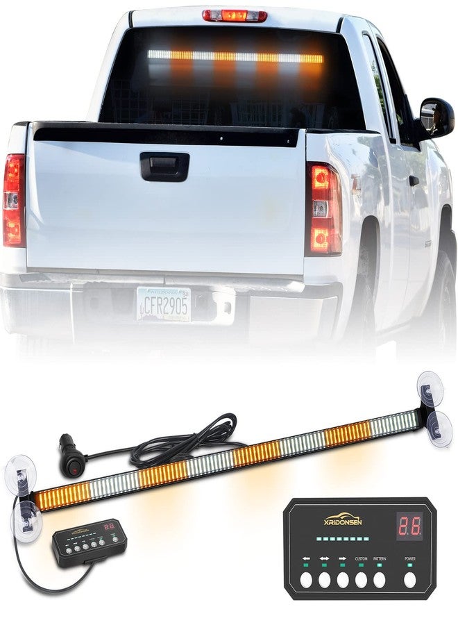XRIDONSEN 35 inch Traffic Advisor Light Bar 144 LED Amber White Emergency Warning Flashing Safety Interior Windshield strobe lights w/Directional Arrow for Construction Vehicles Snow plow Trucks - Image 1