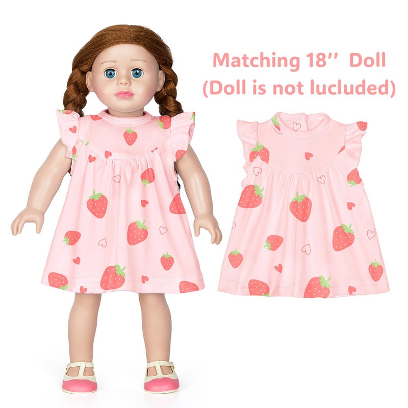 Icosy Matching Doll & Girls Nightgowns Clothes Girls Pajamas Sleepwear Outfit For Kids And American 18"" Girl Doll Pink - Image 4