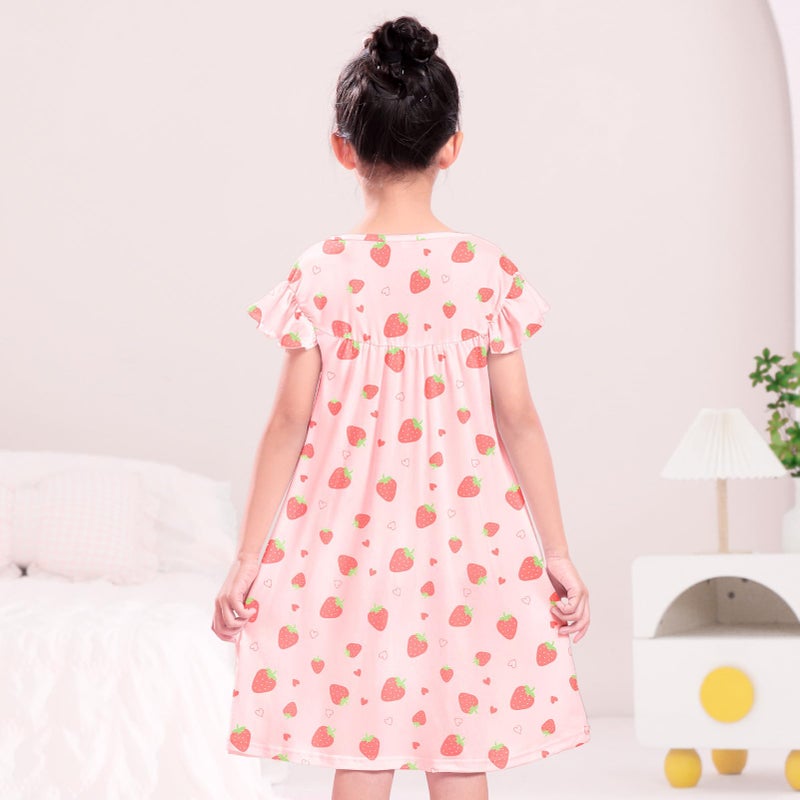Icosy Matching Doll & Girls Nightgowns Clothes Girls Pajamas Sleepwear Outfit For Kids And American 18"" Girl Doll Pink - Image 3