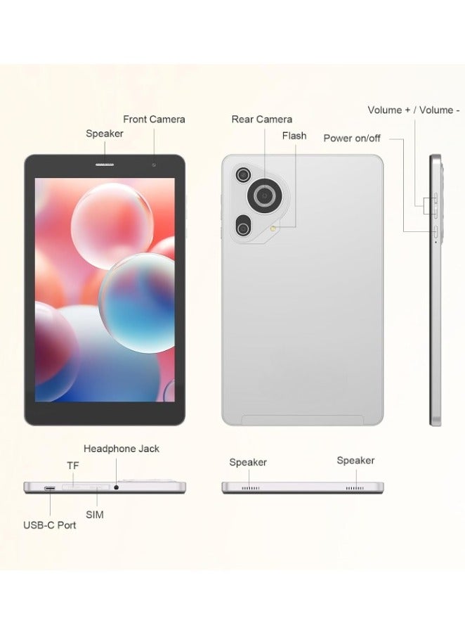 REBENUO CM828 8 inch Tablet, Android 14 Tablet with SIM Card Slot and Wifi 8GB RAM,512GB ROM Storage Dual 5MP+8MP Camera HD IPS Display (Gray) - Image 2